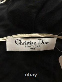 Rare Vtg Christian Dior by John Galliano Black Silk Ruffle Top SS2002 XS