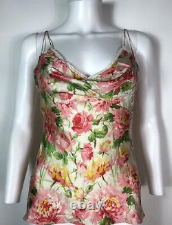 Rare Vtg Christian Dior by John Galliano Floral Print Silk Cami Top SS2005 S