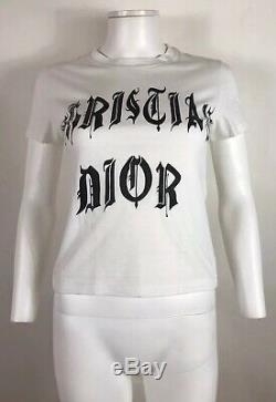Rare Vtg Christian Dior by John Galliano Gothic Logo Print Top S
