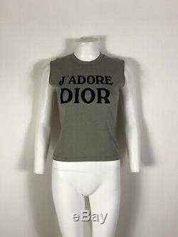 Rare Vtg Christian Dior by John Galliano Gray Houndstooth J'adore Top S