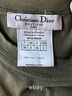 Rare Vtg Christian Dior by John Galliano Green Denim Print Logo Top XS