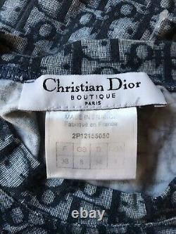 Rare Vtg Christian Dior by John Galliano Navy Trotter Print T Shirt S
