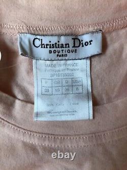 Rare Vtg Christian Dior by John Galliano Peach Denim Logo Print Top S