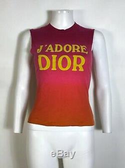 Rare Vtg Christian Dior by John Galliano Pink Orange J'adore Tank Top S