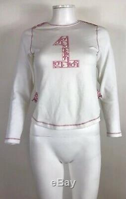 Rare Vtg Christian Dior by John Galliano Pink Trotter Monogram Number Top XS