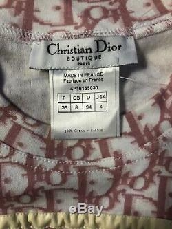 Rare Vtg Christian Dior by John Galliano Pink Trotter Monogram Tank Top XS