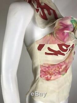 Rare Vtg Christian Dior by John Galliano Silk Floral Bustier Top XS AW2003