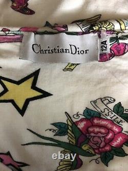 Rare Vtg Christian Dior by John Galliano Tattoo Print Tank Top XS