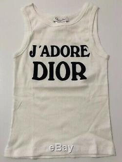 Rare Vtg Christian Dior by John Galliano White Ribbed J'adore Tank Top M