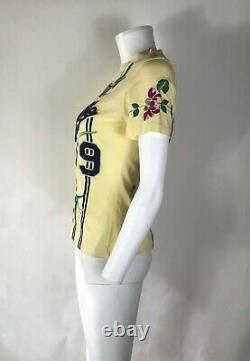 Rare Vtg Christian Dior by John Galliano Yellow Adiorable Embroidered Tee L