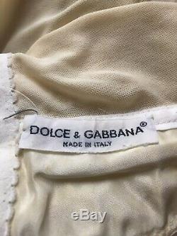 Rare Vtg Dolce & Gabbana 90s Ecru Lace Corset Bustier Top 42 S