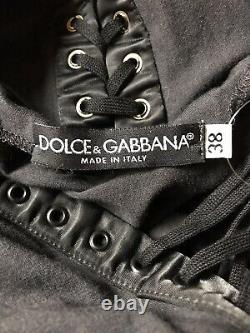 Rare Vtg Dolce & Gabbana Black Lace Up T-Shirt XS