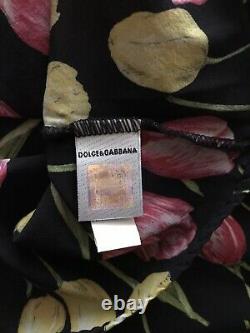 Rare Vtg Dolce & Gabbana Black Rose Print Corset Style Top M