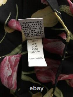 Rare Vtg Dolce & Gabbana Black Rose Print Corset Style Top M