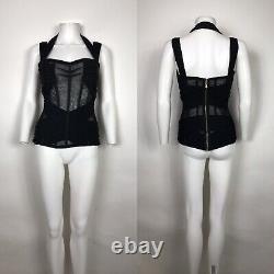 Rare Vtg Dolce & Gabbana Black Sheer Cutout Corset Top M