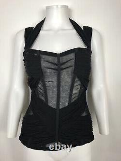 Rare Vtg Dolce & Gabbana Black Sheer Cutout Corset Top M