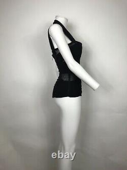 Rare Vtg Dolce & Gabbana Black Sheer Cutout Corset Top M