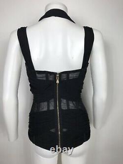 Rare Vtg Dolce & Gabbana Black Sheer Cutout Corset Top M