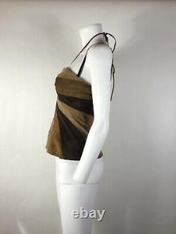 Rare Vtg Dolce & Gabbana Brown Suede Butterfly Corset Top S