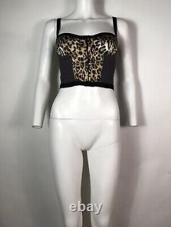 Rare Vtg Dolce & Gabbana D&G Leopard Print Crop Corset Bustier Top XS