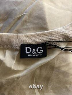 Rare Vtg Dolce & Gabbana D&G Light Yellow Logo Sheer Back Tank Top XS