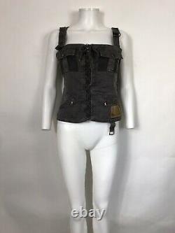 Rare Vtg Dolce & Gabbana D&g Gray Utility Corset Top XL