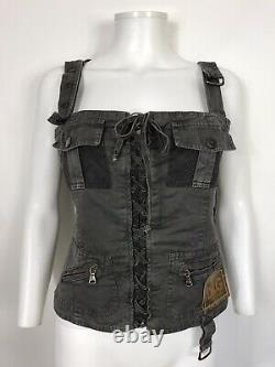 Rare Vtg Dolce & Gabbana D&g Gray Utility Corset Top XL