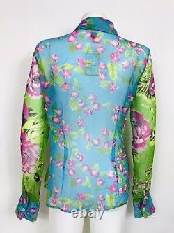 Rare Vtg Dolce & Gabbana D&g Green Floral Print Silk Top M