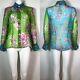 Rare Vtg Dolce & Gabbana Green Blue Floral Print Silk Top M