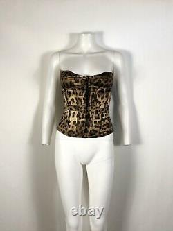 Rare Vtg Dolce & Gabbana Leopard Print Silk Top XS
