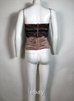 Rare Vtg Dolce & Gabbana Pink & Black Lace Silk Satin Corset Top XS