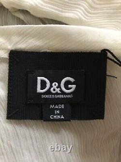 Rare Vtg Dolce & Gabbana Sheer Silk Ecru Black Bow Top XS 36