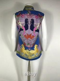 Rare Vtg Gianni Versace 90s Mermaid Print Silk Top S
