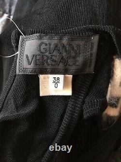 Rare Vtg Gianni Versace Black Greek Key Crop Tank Top XS