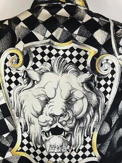 Rare Vtg Gianni Versace Black Lion Print Silk Top L 44
