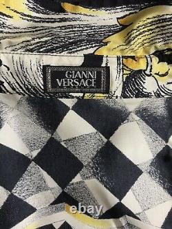 Rare Vtg Gianni Versace Black Lion Print Silk Top L 44