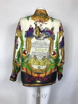 Rare Vtg Gianni Versace Couture Mozart Print Silk Shirt S