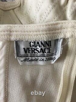 Rare Vtg Gianni Versace Ecru Cotton Corset Bustier Top XS 38