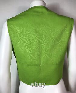Rare Vtg Gianni Versace Jeans Green Cropped Medusa Zip Vest Top M