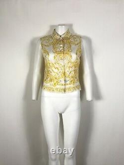 Rare Vtg Gianni Versace Jeans Yellow Baroque Top M