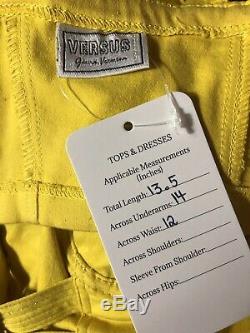 Rare Vtg Gianni Versace Jeans Yellow Bondage Bustier Top S