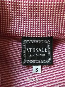 Rare Vtg Gianni Versace Pink Medusa Zip Crop Top