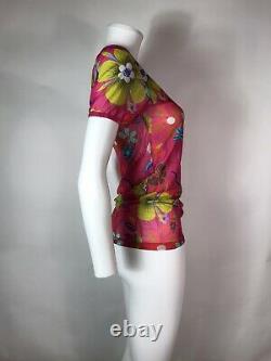 Rare Vtg Gucci by Tom Ford 1999 Pink Mesh Floral Print Top S