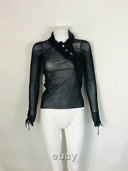 Rare Vtg Jean Pail Gaultier Black Black Sheer Cutout Top S