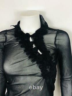 Rare Vtg Jean Pail Gaultier Black Black Sheer Cutout Top S