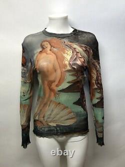 Rare Vtg Jean Paul Gaultier Birth of Venus Print Mesh Top L