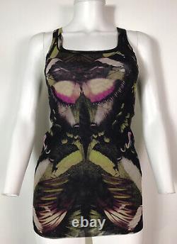 Rare Vtg Jean Paul Gaultier Black Butterfly Print Mesh Top M