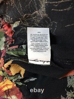 Rare Vtg Jean Paul Gaultier Black Floral Print Silk Mini Kimono Crop Top S
