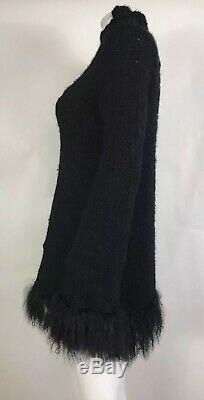 Rare Vtg Jean Paul Gaultier Black Fringe Wool Sweater S