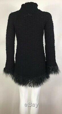 Rare Vtg Jean Paul Gaultier Black Fringe Wool Sweater S